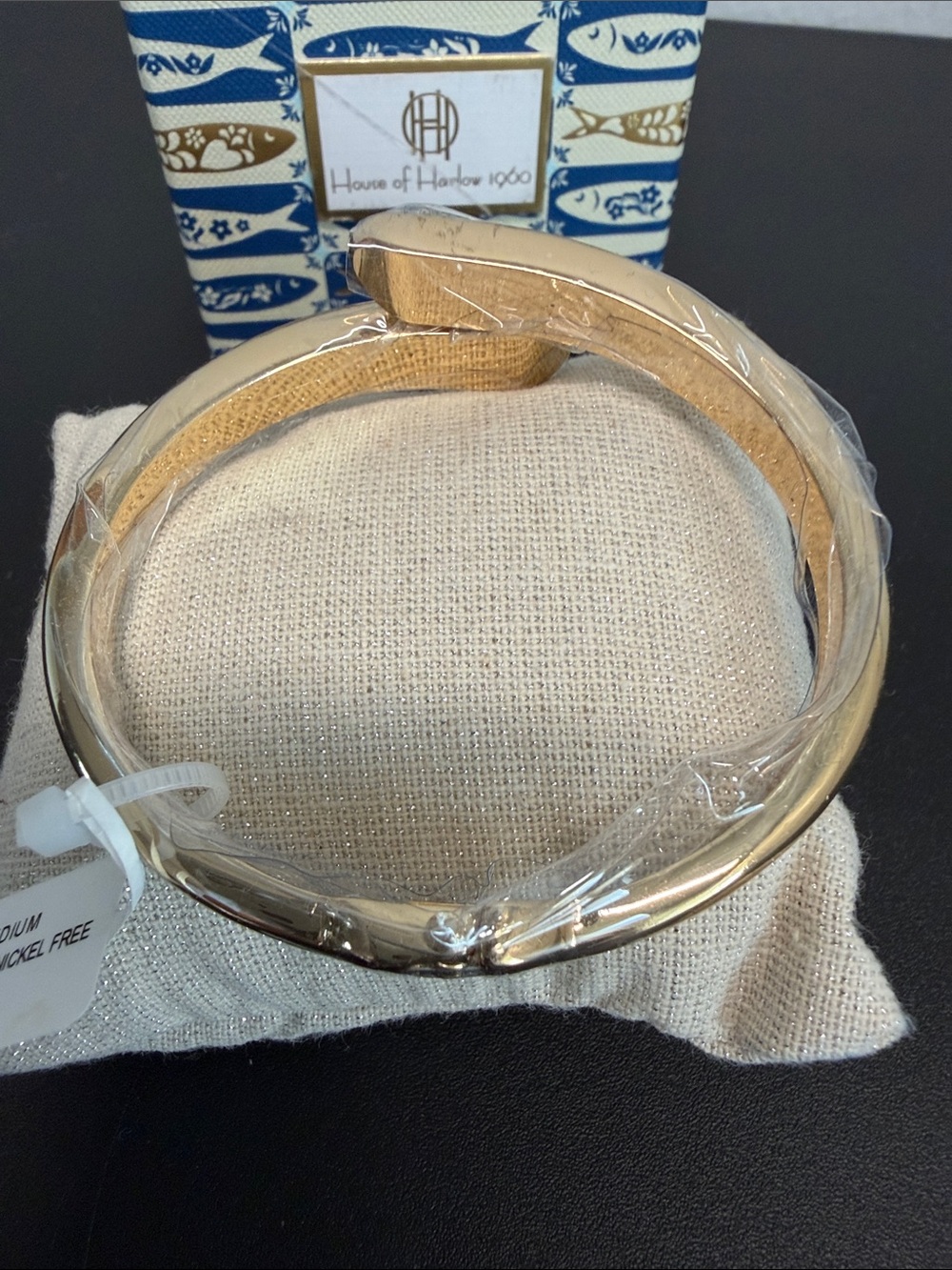 House of Harlow 1960 | Gold-Tone Puff Hinged Cuff Classic Bangle Bracelet - Picture 5 of 7